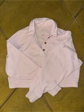 ALO Yoga Light Pink Cropped Pullover Sweatshirt